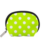 Polka Dots - White on Fluorescent Yellow Accessory Pouch (Small)