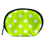 Polka Dots - White on Fluorescent Yellow Accessory Pouch (Medium)