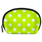 Polka Dots - White on Fluorescent Yellow Accessory Pouch (Large)