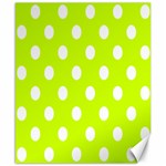 Polka Dots - White on Fluorescent Yellow Canvas 8  x 10 