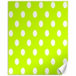 Polka Dots - White on Fluorescent Yellow Canvas 11  x 14 