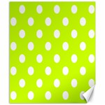 Polka Dots - White on Fluorescent Yellow Canvas 20  x 24 