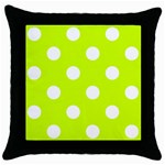 Polka Dots - White on Fluorescent Yellow Throw Pillow Case (Black)