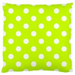 Polka Dots - White on Fluorescent Yellow Large Cushion Case (One Side)