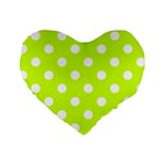 Polka Dots - White on Fluorescent Yellow Standard 16  Premium Heart Shape Cushion