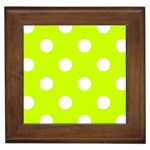 Polka Dots - White on Fluorescent Yellow Framed Tile