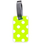 Polka Dots - White on Fluorescent Yellow Luggage Tag (Two Sides)