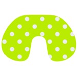 Polka Dots - White on Fluorescent Yellow Travel Neck Pillow