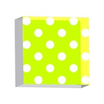 Polka Dots - White on Fluorescent Yellow 4 x 4  Acrylic Photo Block