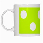 Polka Dots - White on Fluorescent Yellow White Mug