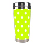 Polka Dots - White on Fluorescent Yellow Stainless Steel Travel Tumbler