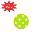 Polka Dots - White on Fluorescent Yellow 1  Mini Button (10 pack)