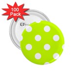 Polka Dots - White on Fluorescent Yellow 2.25  Button (100 pack)