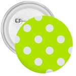 Polka Dots - White on Fluorescent Yellow 3  Button