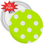 Polka Dots - White on Fluorescent Yellow 3  Button (10 pack)