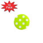 Polka Dots - White on Fluorescent Yellow 1  Mini Magnet (10 pack)