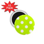 Polka Dots - White on Fluorescent Yellow 1.75  Magnet (10 pack)