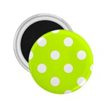 Polka Dots - White on Fluorescent Yellow 2.25  Magnet