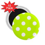 Polka Dots - White on Fluorescent Yellow 2.25  Magnet (10 pack)