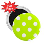 Polka Dots - White on Fluorescent Yellow 2.25  Magnet (100 pack)