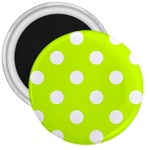 Polka Dots - White on Fluorescent Yellow 3  Magnet