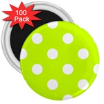 Polka Dots - White on Fluorescent Yellow 3  Magnet (100 pack)