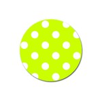 Polka Dots - White on Fluorescent Yellow Magnet 3  (Round)