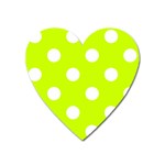 Polka Dots - White on Fluorescent Yellow Magnet (Heart)