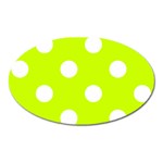 Polka Dots - White on Fluorescent Yellow Magnet (Oval)