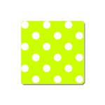 Polka Dots - White on Fluorescent Yellow Magnet (Square)