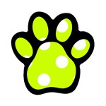 Polka Dots - White on Fluorescent Yellow Magnet (Paw Print)