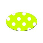 Polka Dots - White on Fluorescent Yellow Sticker Oval (10 pack)