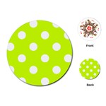 Polka Dots - White on Fluorescent Yellow Playing Cards (Round)