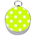 Polka Dots - White on Fluorescent Yellow Silver Compass