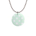 Polka Dots - White on Pale Green 1  Button Necklace