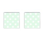 Polka Dots - White on Pale Green Cufflinks (Square)