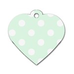 Polka Dots - White on Pale Green Dog Tag Heart (One Side)