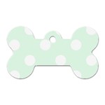 Polka Dots - White on Pale Green Dog Tag Bone (Two Sides)