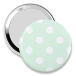 Polka Dots - White on Pale Green 3  Handbag Mirror