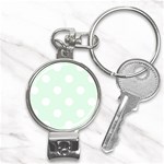 Polka Dots - White on Pale Green Nail Clippers Key Chain