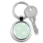 Polka Dots - White on Pale Green Key Chain (Round)