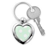 Polka Dots - White on Pale Green Key Chain (Heart)