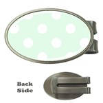 Polka Dots - White on Pale Green Money Clip (Oval)