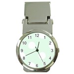 Polka Dots - White on Pale Green Money Clip Watch