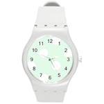 Polka Dots - White on Pale Green Round Plastic Sport Watch (M)