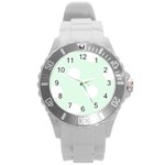 Polka Dots - White on Pale Green Round Plastic Sport Watch (L)