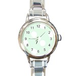 Polka Dots - White on Pale Green Round Italian Charm Watch