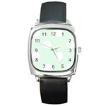 Polka Dots - White on Pale Green Square Metal Watch