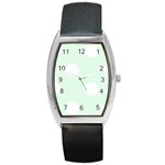 Polka Dots - White on Pale Green Barrel Style Metal Watch