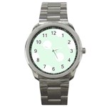 Polka Dots - White on Pale Green Sport Metal Watch